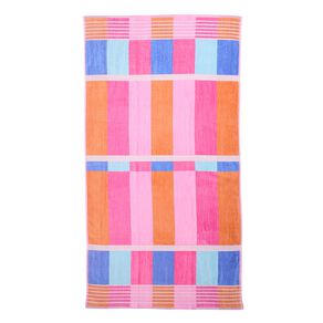 Living & Co Jacquard Beach Towel Chop Stripe Multi-Coloured 86cm x 160cm