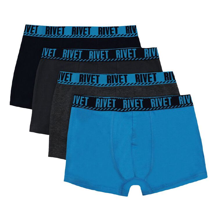 Rivet Boy's Trunks 4 Pack, Blue, hi-res