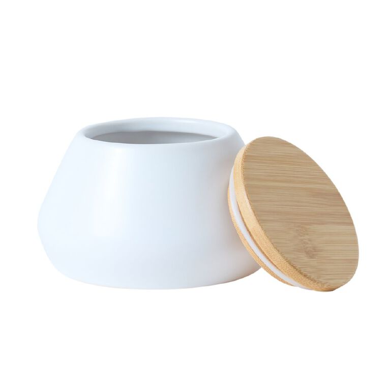 Living & Co Gia Ceramic Canister with Bamboo Lid Cream Small, , hi-res