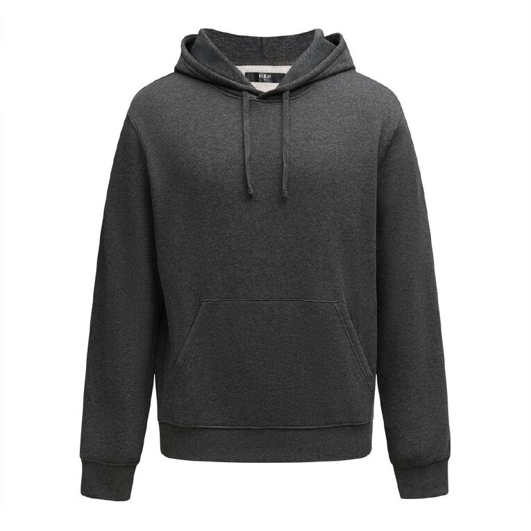 H&H Men's Plain Hoodie Sweatshirt, Charcoal/Marle, hi-res