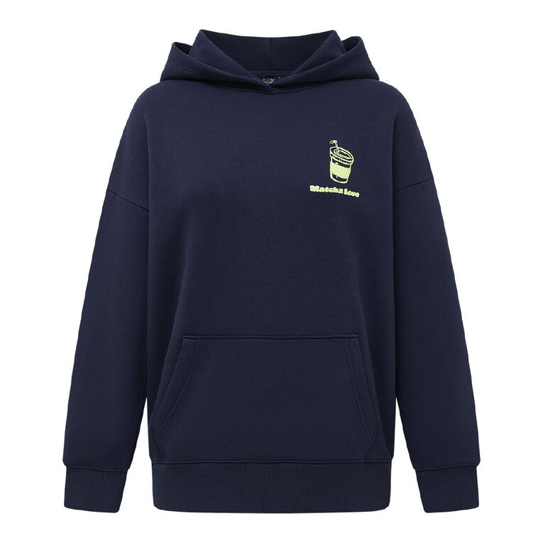 H&H Women's Long Sleeve Cordless Graphic Hood, Blue Dark, hi-res