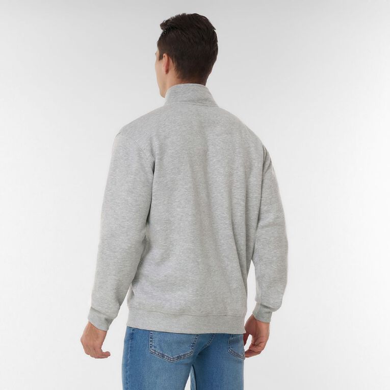 H&H Men's 1/4 Zip Sweat Panel Detail, Grey Marle, hi-res