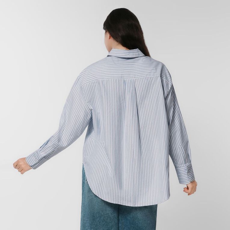 H&H Women's Long Sleeve Oxford Shirt, Blue Light, hi-res