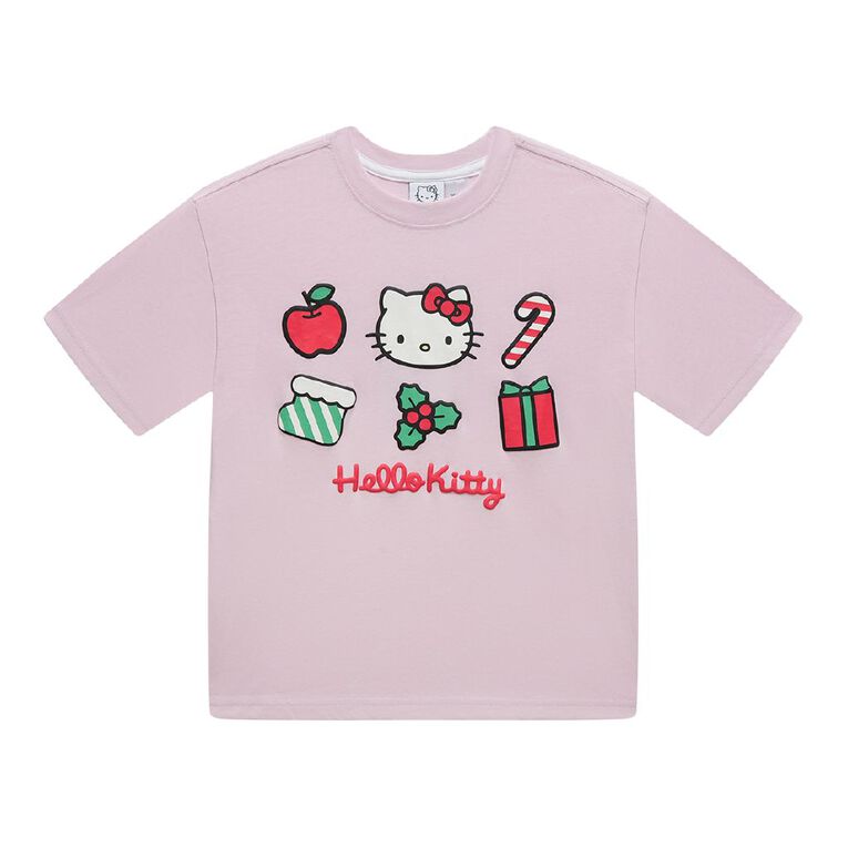 Hello Kitty Short Sleeve Oversized Xmas Tee, Pink Light, hi-res