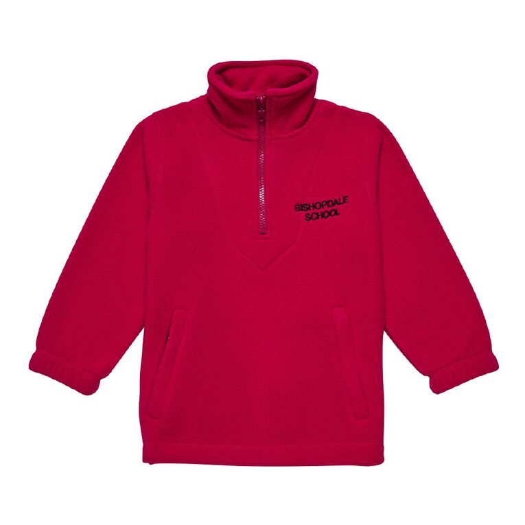 Schooltex Bishopdale Polar Fleece Top with Embroidery, Red Mid, hi-res
