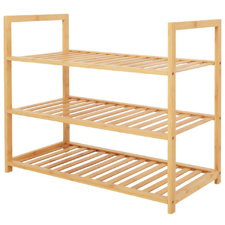 Living & Co Bamboo Stacking Shoe Rack 3 Tier, , hi-res