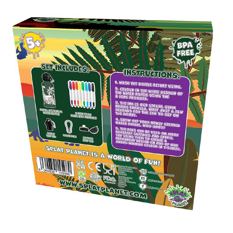 Splat Planet Create Your Own Water Bottle Dinosaurs, , hi-res