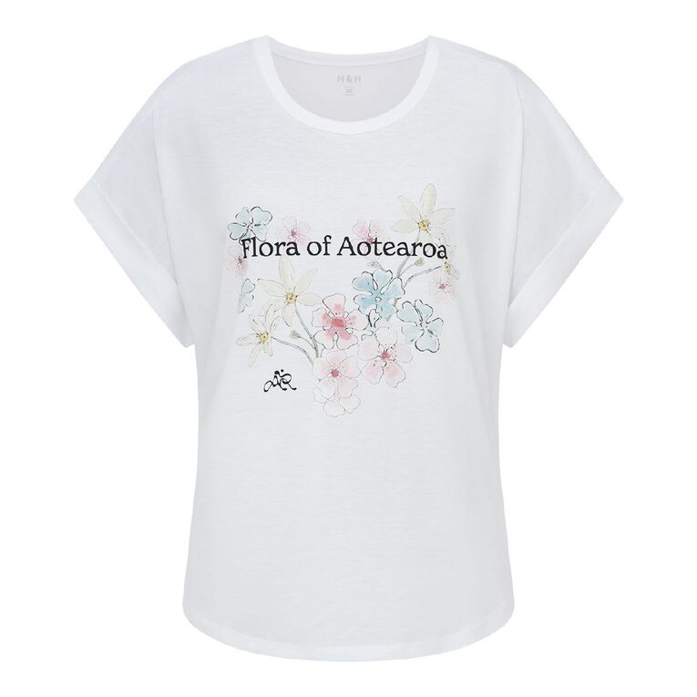 H&H Curve Women's Amber Rixon Drape Viscose Tee, White, hi-res