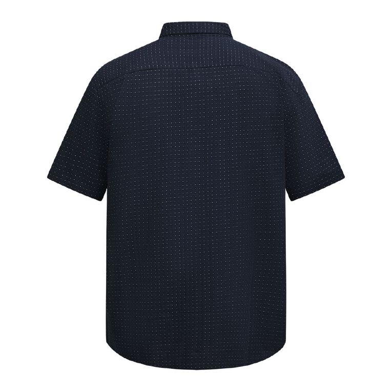 H&H Men's Short Sleeve Dobby Shirt, Navy, hi-res