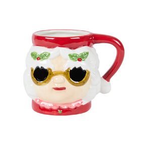 Wonderland Home Mrs. Claus Mug White/Red