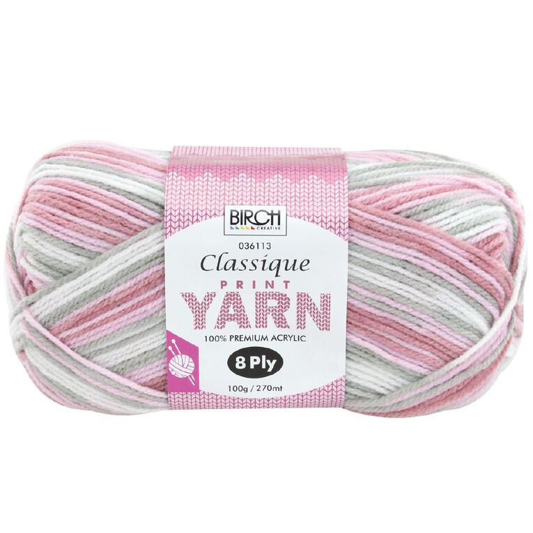 Birch Classique Yarn 100% Premium Acrylic 100g Ball 8 Ply Pink, , hi-res