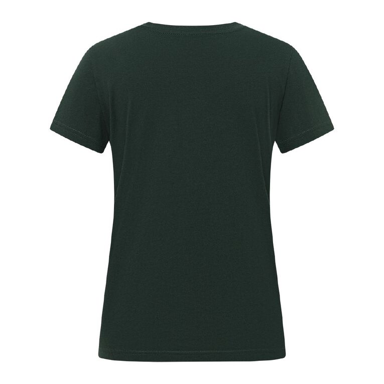 H&H Women's Short Sleeve V-Neck Tee, Green Dark, hi-res