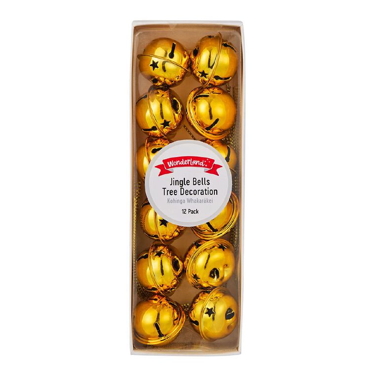 Wonderland Jingle Bells Christmas Tree Decoration Assorted 12 Pack, , hi-res