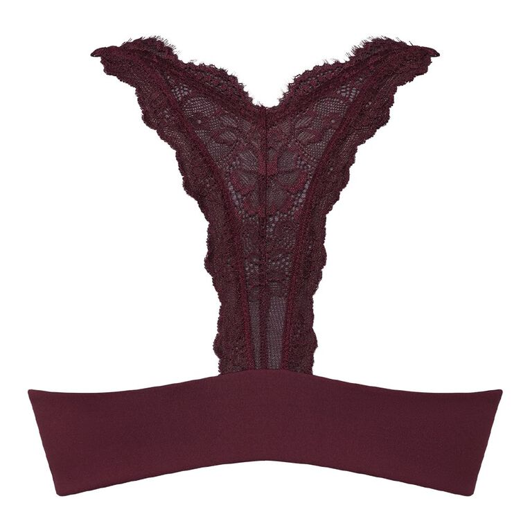H&H Women's Lace Back Standard Cup Bra, Red Mid, hi-res