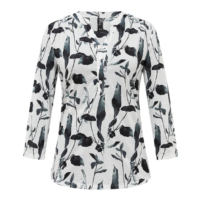 H&H Women's PB Henley, White FLORAL, hi-res