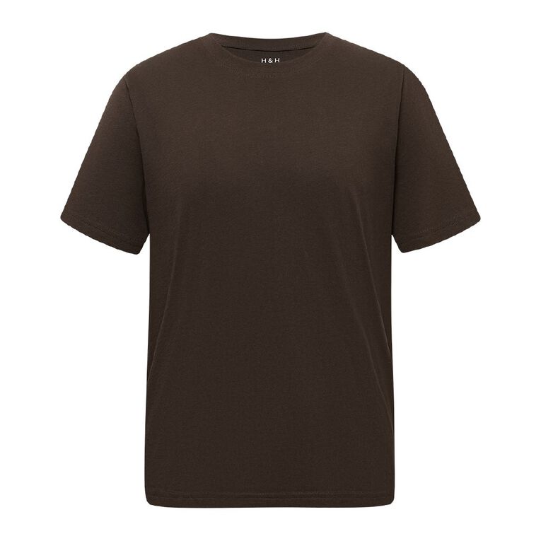 H&H Men's Regular Fit Crew Neck Tee, Brown Dark, hi-res