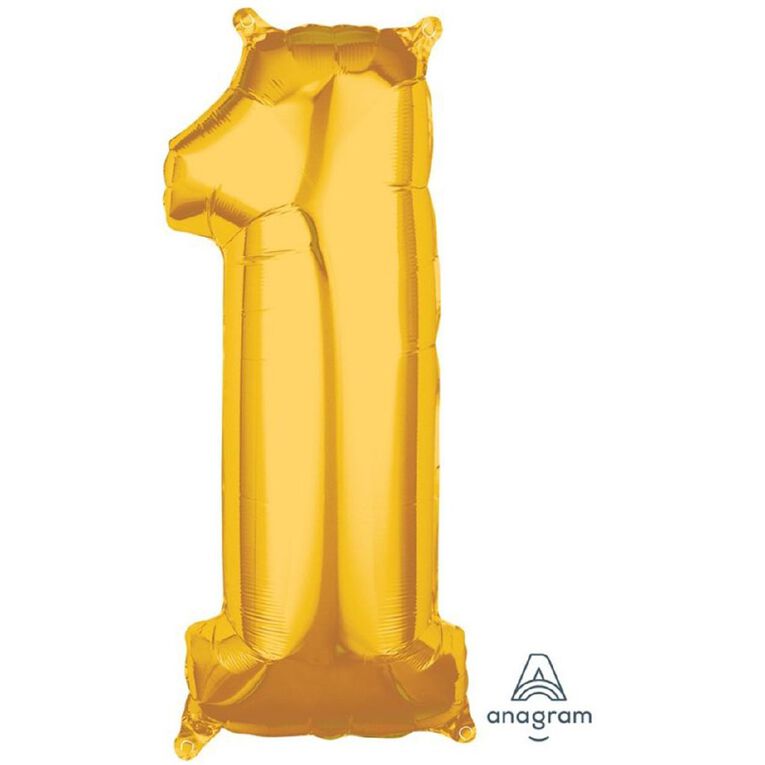 Anagram Mid-Size Shape Gold Number 1 Balloon, , hi-res