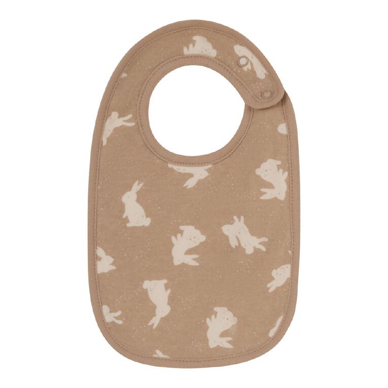 Young Original Babies' Dome Bibs 3 Pack, Brown Light, hi-res