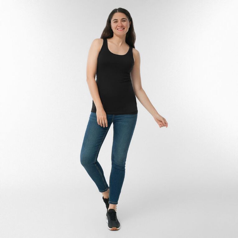 H&H Women's Essential Stretch Longline Tank, Black, hi-res