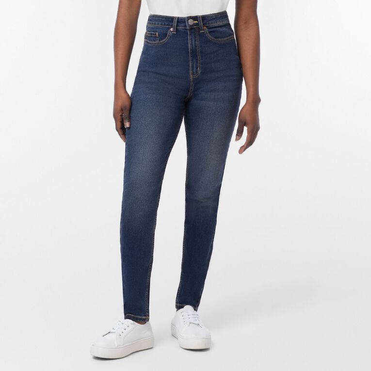 H&H Women's High Rise Skinny Jeans, Denim Dark, hi-res