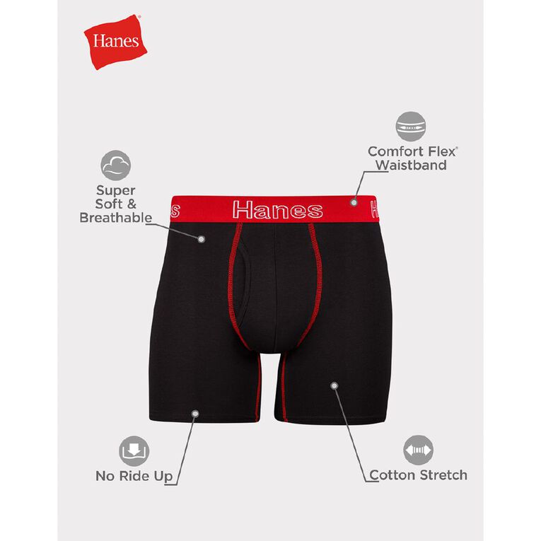 Hanes Men's Cotton Stretch Trunks 4 Pack, Black, hi-res
