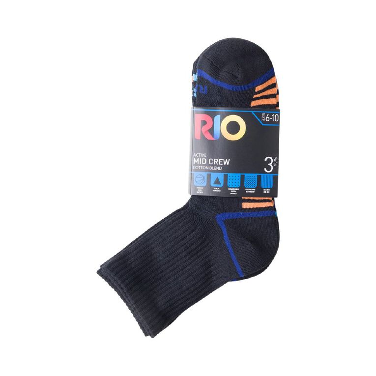 Rio Men's Active Low Cut Socks 3 Pack, Black, hi-res