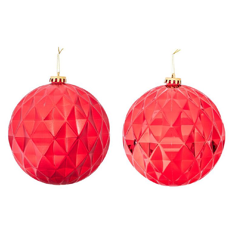 Wonderland Christmas Baubles 15cm Red 3 Pack, , hi-res
