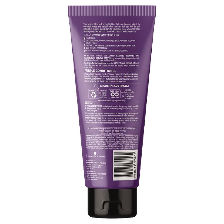 Schwarzkopf Extra Care Blonde Purple Conditioner Purple Mid 250ml, , hi-res