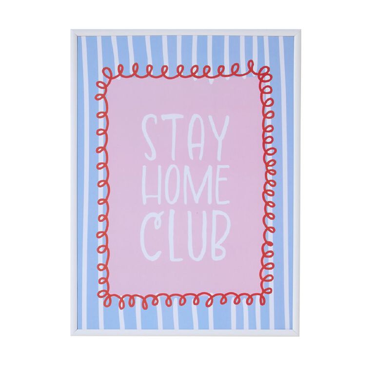 Living & Co Framed Print Stay Home Club 30cm x 40cm, , hi-res