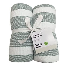 Living & Co Cotton XL Tea Towel Sage 2 Pack