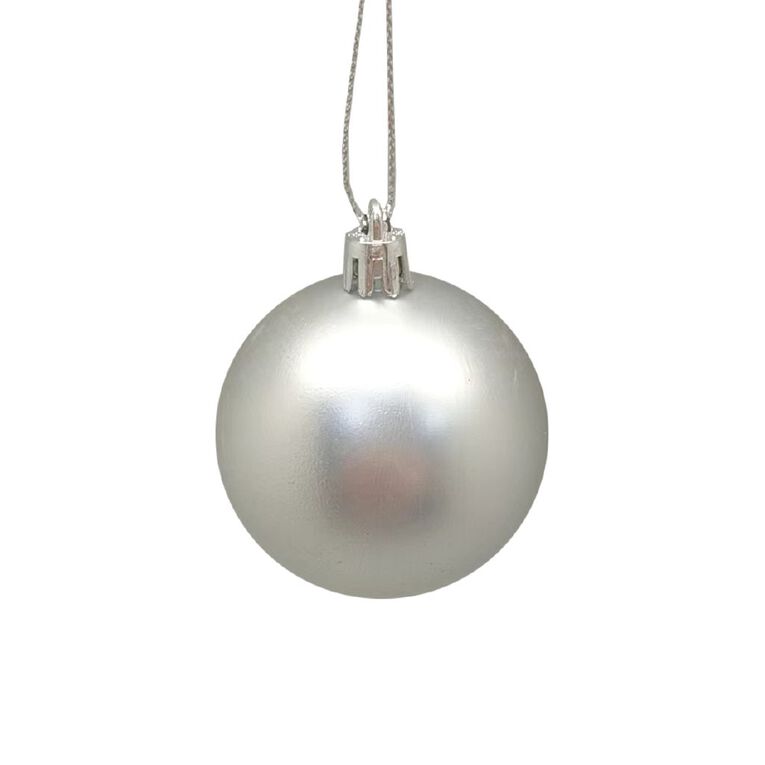 Wonderland Christmas Baubles 6cm Silver 10 Pack, , hi-res
