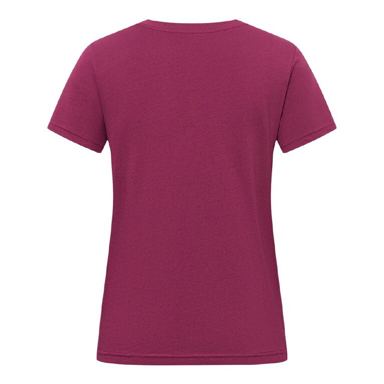 H&H Women's Short Sleeve Cotton V-Neck Tee, Purple Mid, hi-res