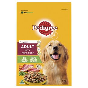 Pedigree Adult Dry Dog Food With Real Beef 8kg Bag