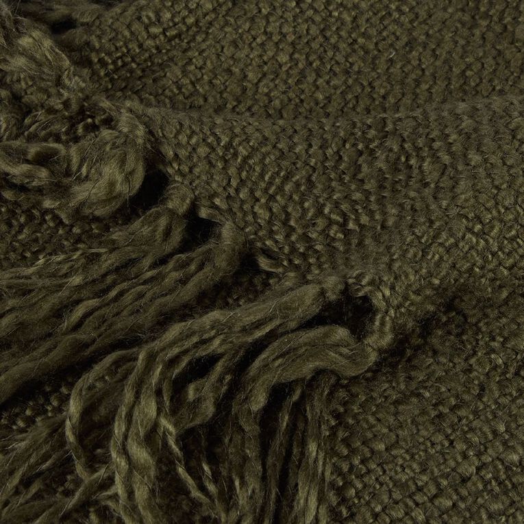Living & Co Throw Chunky Weave Green Dark 127cm x 152cm, , hi-res