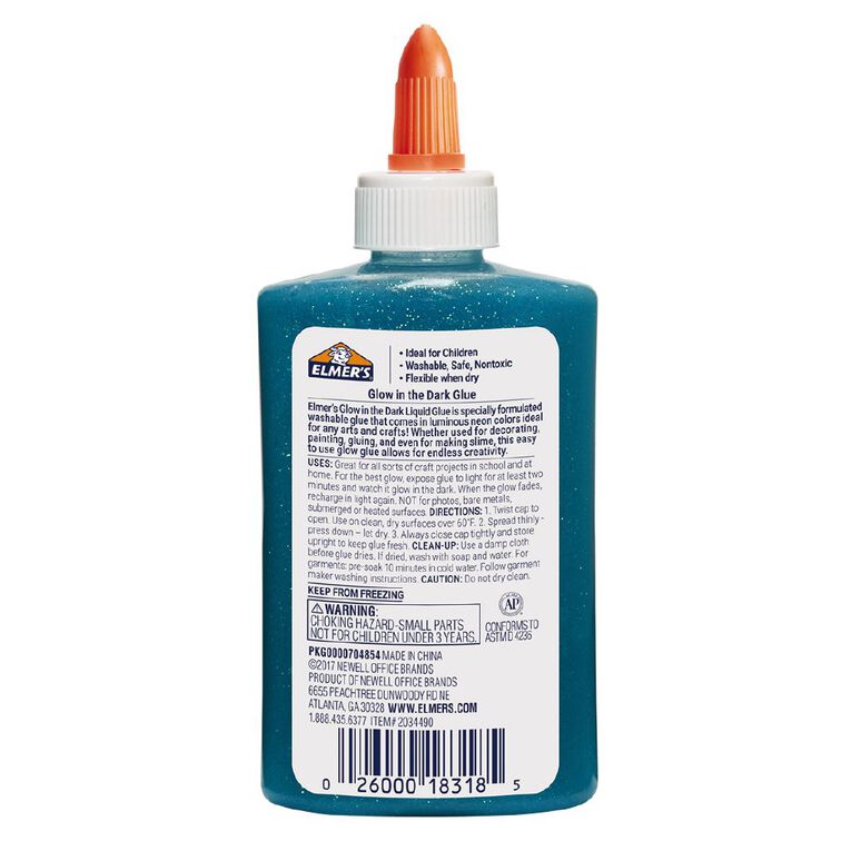 Elmer's Glow in the Dark Liquid Glue 147ml Blue Mid, , hi-res