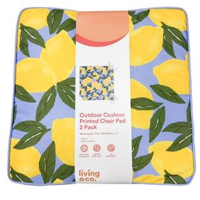 Living & Co Outdoor Cushion Chair Pad 2 Pack Print Yellow