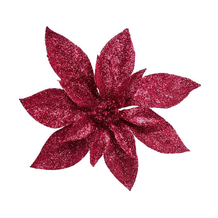 Wonderland Poinsettia With Clip Christmas Tree Decoration Assorted, , hi-res