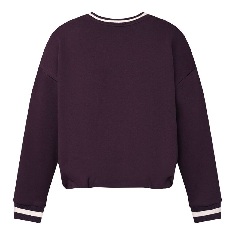 H&H Women's Long Sleeve Puffball Hem College, Purple Dark, hi-res