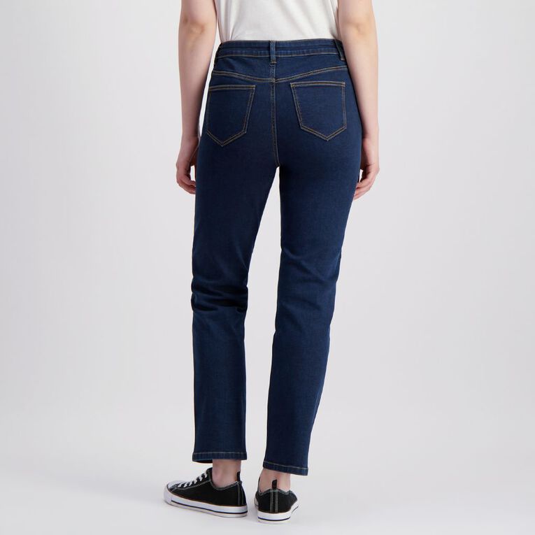 H&H Women's Mid Rise Straight Leg Jeans Denim Dark | The Warehouse