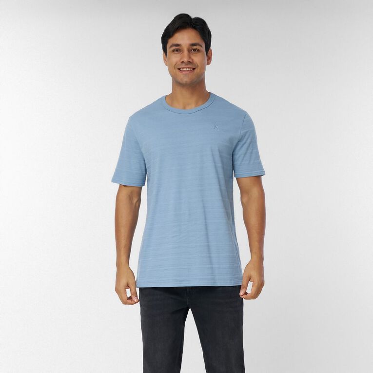 H&H Men's Regular Textured Tee, Blue Mid, hi-res