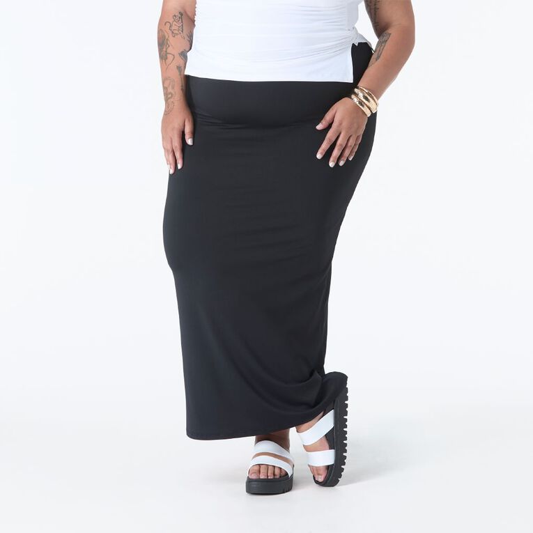 H&H Women's Contour Maxi Skirt, Black, hi-res
