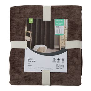 Living & Co Luxe Curtains Brown Mid 150-230cm Wide/205cm Drop