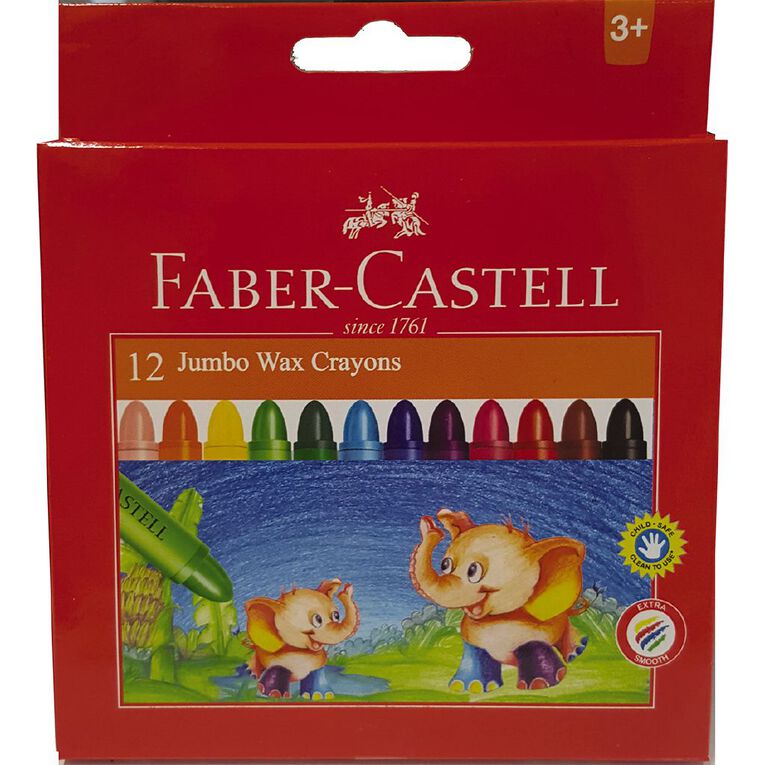 Faber-Castell Crayons Jumbo Wax 12 Pack Multi-Coloured 12 Pack, , hi-res