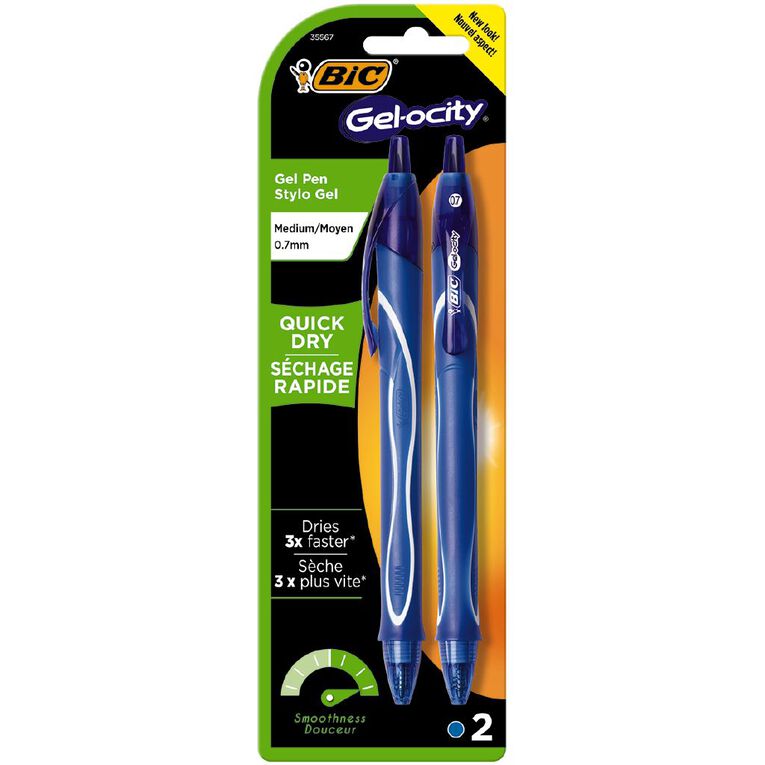 Bic Gelocity Quick Dry Ballpoint Blue 2 Pack, , hi-res