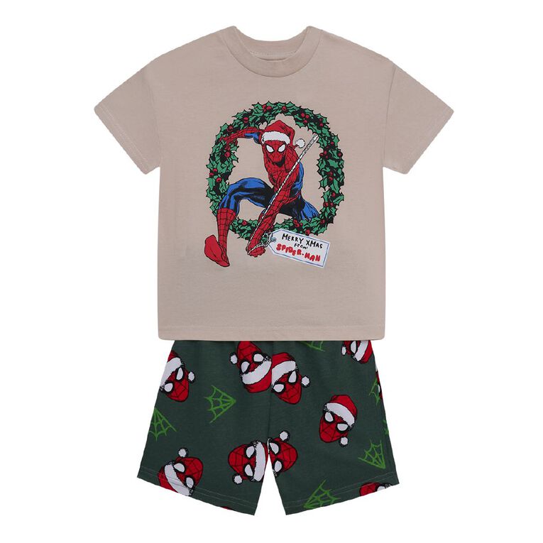 Spider-Man Boys' Tee and Short Pyjama Set, Brown Light, hi-res