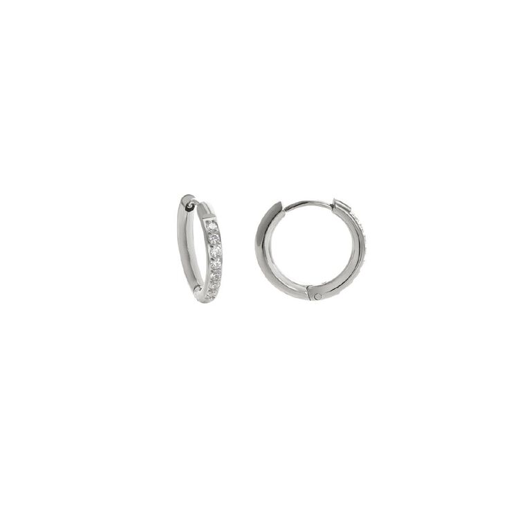 Waterproof Premium CZ Hoop Earrings 17mm, , hi-res