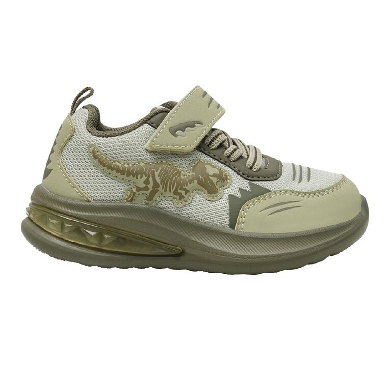Active Intent Junior Kids' Dino Light Up Trainers, Khaki, hi-res