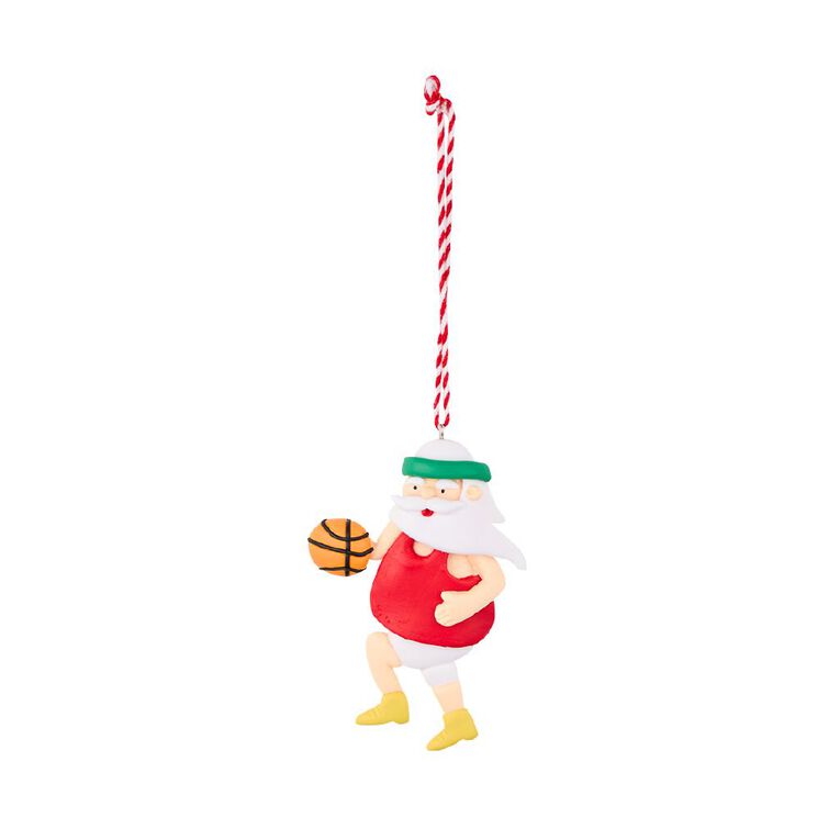 Wonderland Clay Christmas Decoration Basketball Santa 9.5cm, , hi-res