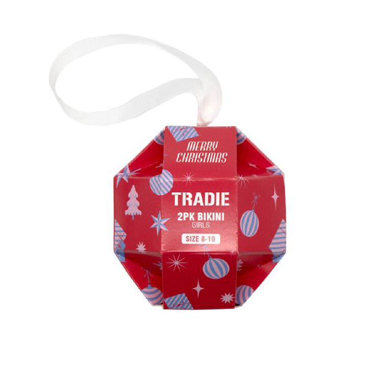 Tradie Girls' Christmas Bauble Bikini 2 Pack, Blue Mid, hi-res
