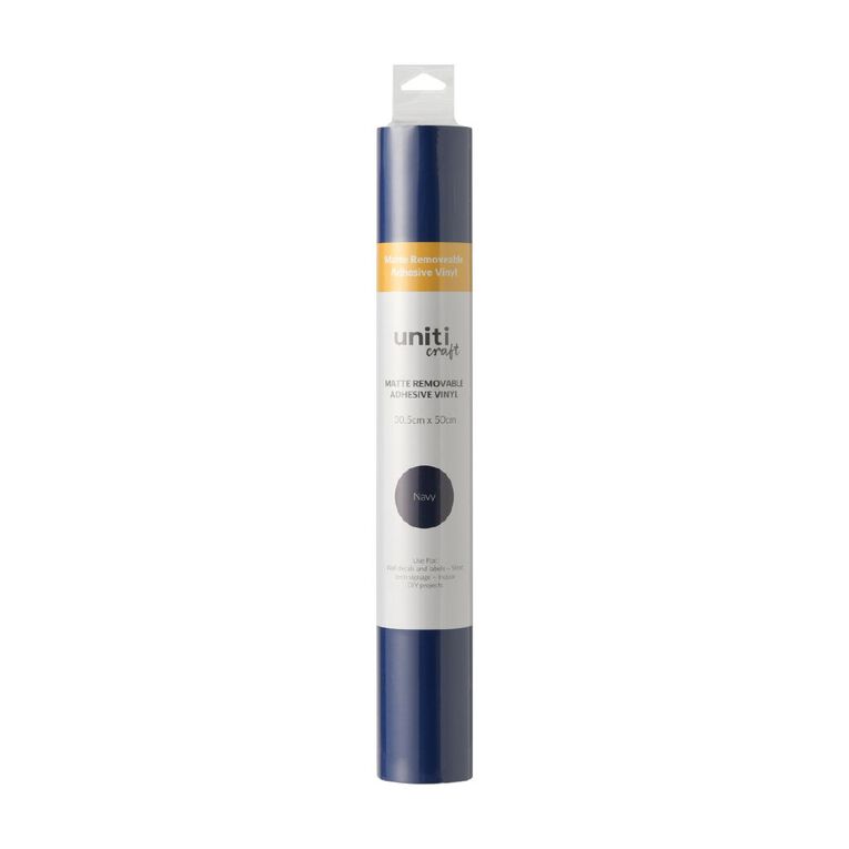 Uniti Craft Adults Matte Removeable Vinyl Navy30.5cm x 50cm, , hi-res